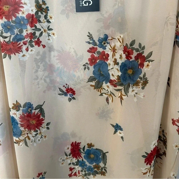 Timing Women's Sheer Sleeveless Racerback Cream Floral Tank Top Size L NWT - Picture 4 of 8